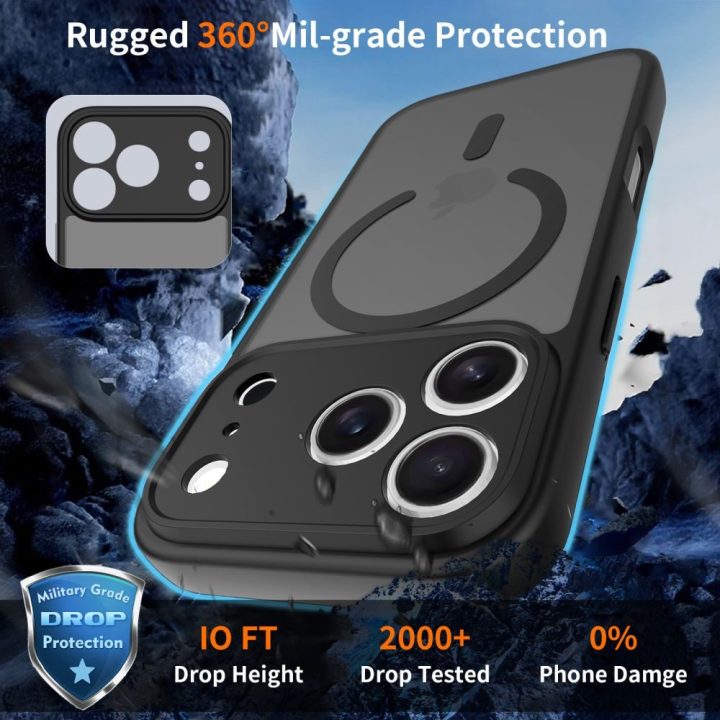 Telefono dėklas iPhone 17 Pro Max juodas matinis MagSafe