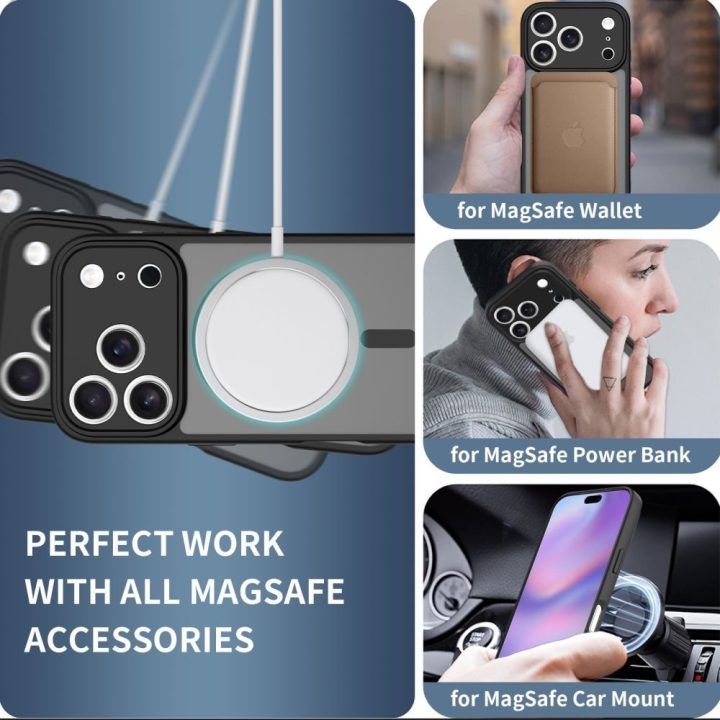Telefono dėklas iPhone 17 Pro Max juodas matinis MagSafe