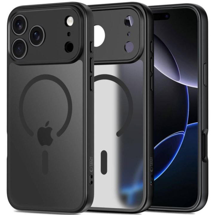 Telefono dėklas iPhone 17 Pro Max juodas matinis MagSafe