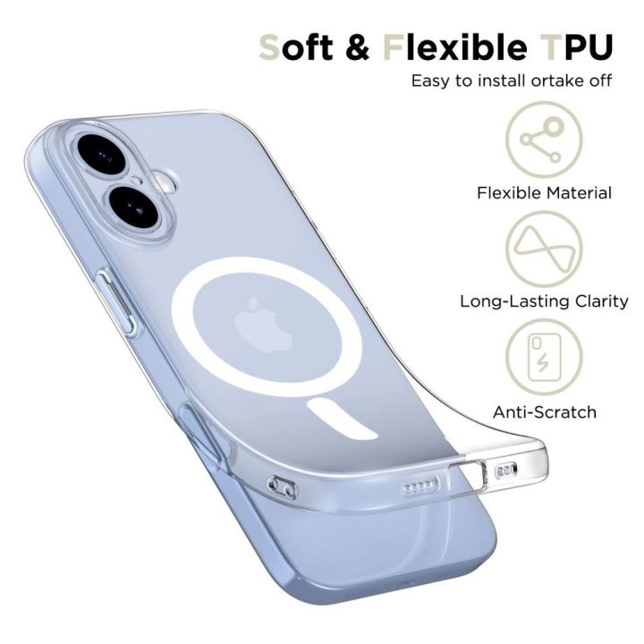 Telefono dėklas iPhone 17 skaidrus MagSafe