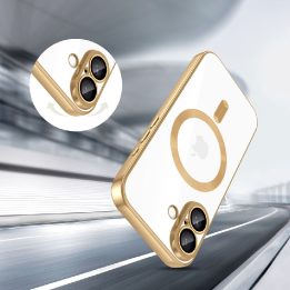 Telefono dėklas iPhone 17 skaidrus aukso spalvos MagSafe