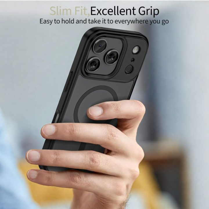 Telefono dėklas iPhone 17 Pro Max juodas matinis MagSafe