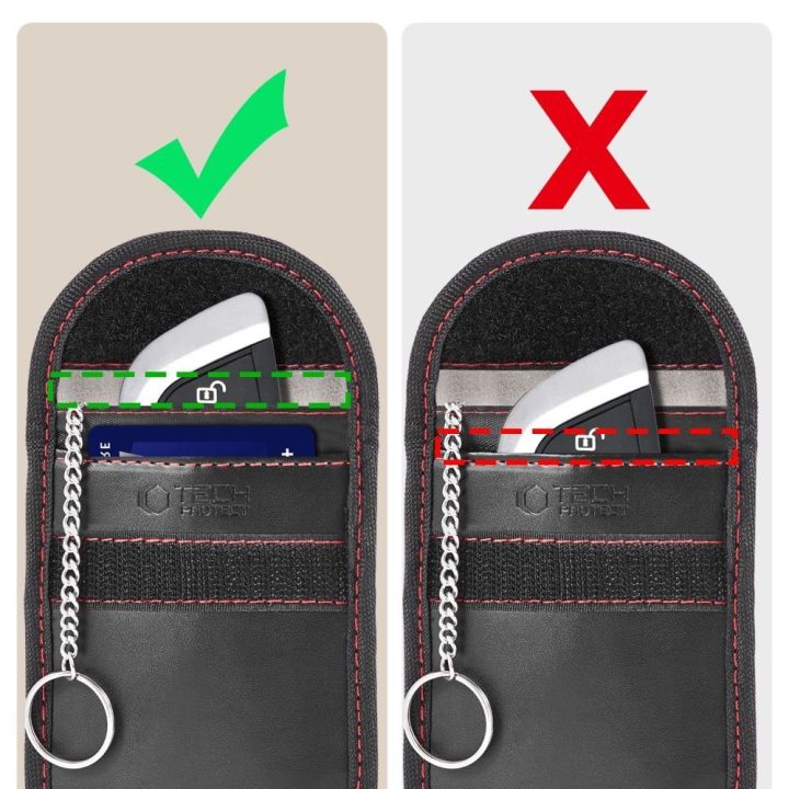 RFID dėklas raktams juodas su raudonomis siūlėmis KLR100
