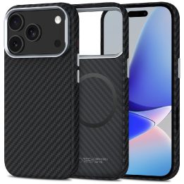 Telefono dėklas iPhone 17 Pro Max juodas anglies rašto MagSafe