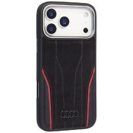 Telefono dėklas iPhone 17 Pro juodas natūrali oda MagSafe Audi R8