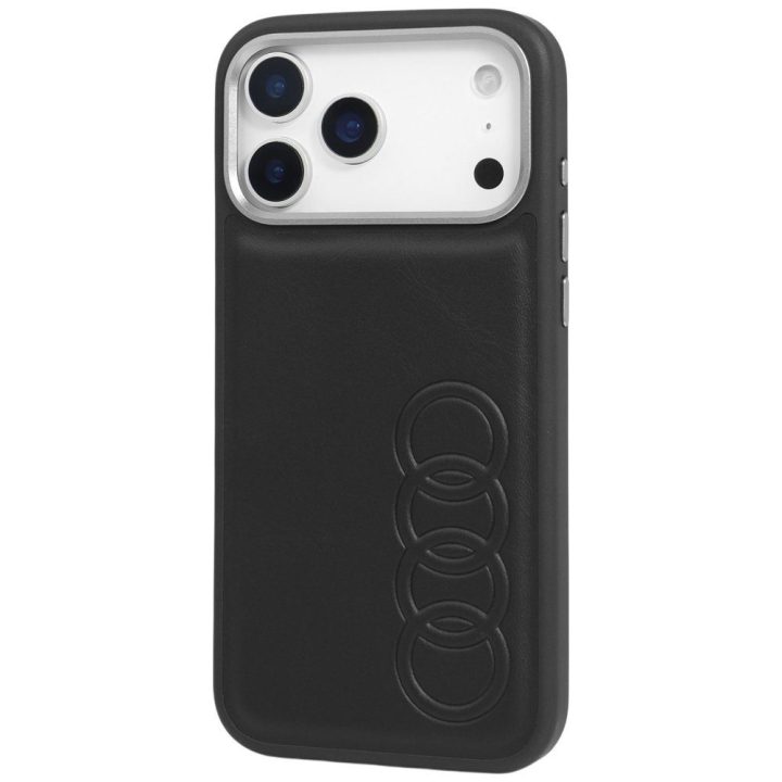 Telefono dėklas iPhone 17 Pro juodas eko oda (PU) MagSafe Audi TT