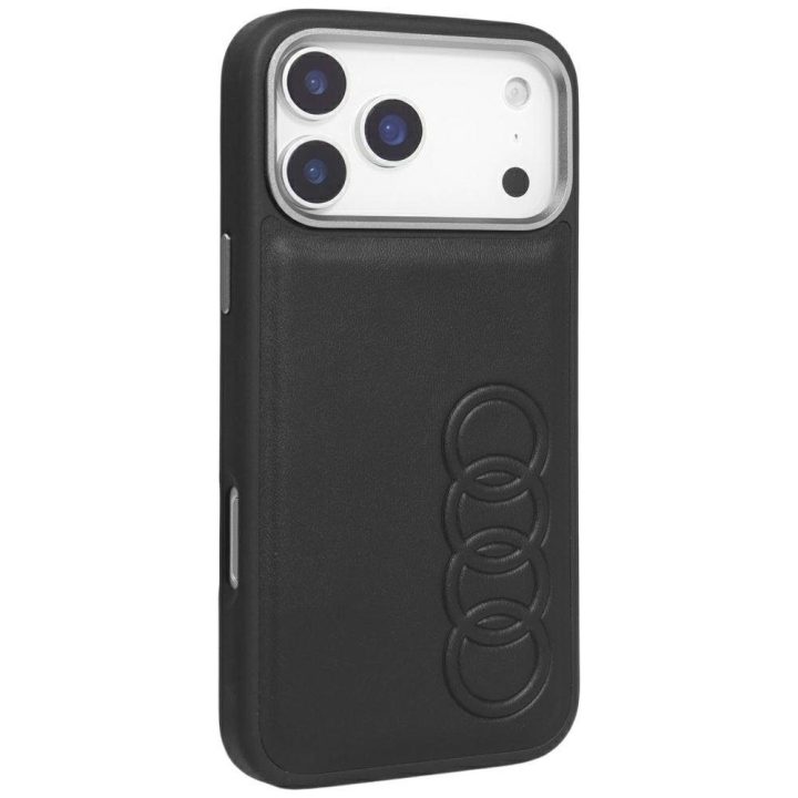 Telefono dėklas iPhone 17 Pro juodas eko oda (PU) MagSafe Audi TT