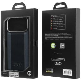 Telefono dėklas iPhone 17 Pro Max juodas eko oda MagSafe Audi A6