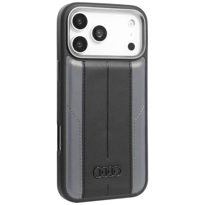 Telefono dėklas iPhone 17 Pro Max juodas eko oda MagSafe Audi A6
