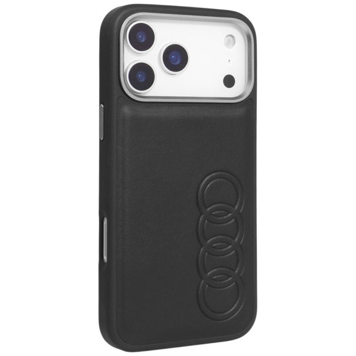 Telefono dėklas iPhone 17 Pro Max juodas eko oda MagSafe Audi TT