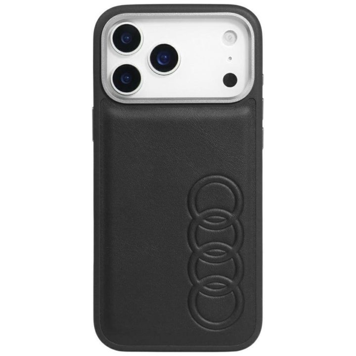 Telefono dėklas iPhone 17 Pro Max juodas eko oda MagSafe Audi TT