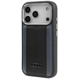 Telefono dėklas iPhone 17 Pro juodas eko oda (PU) MagSafe Audi A6