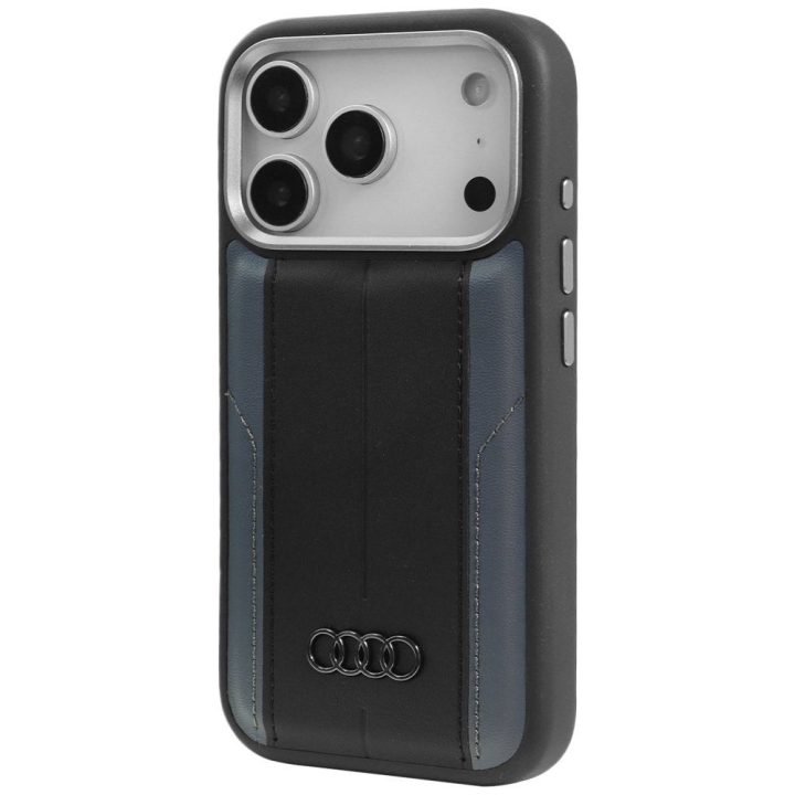 Telefono dėklas iPhone 17 Pro juodas eko oda (PU) MagSafe Audi A6
