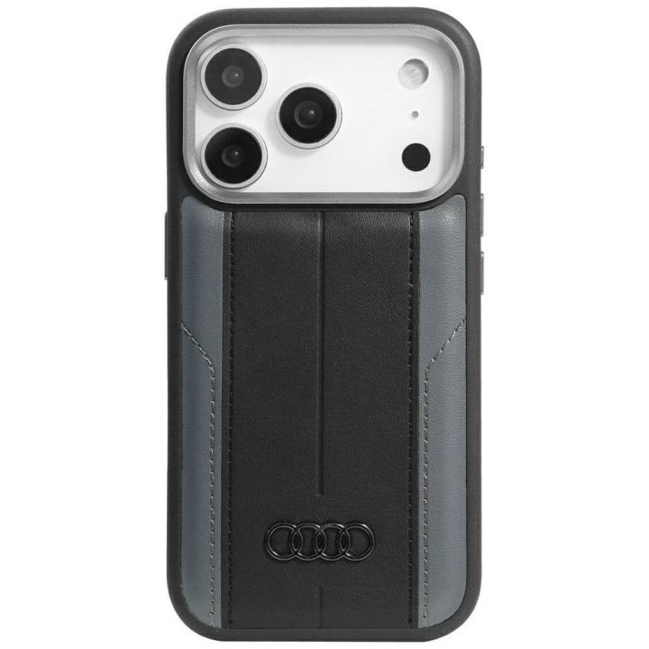 Telefono dėklas iPhone 17 Pro juodas eko oda (PU) MagSafe Audi A6