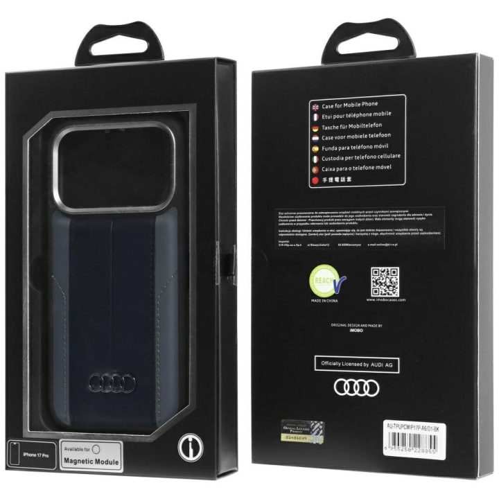 Telefono dėklas iPhone 17 Pro juodas eko oda (PU) MagSafe Audi A6
