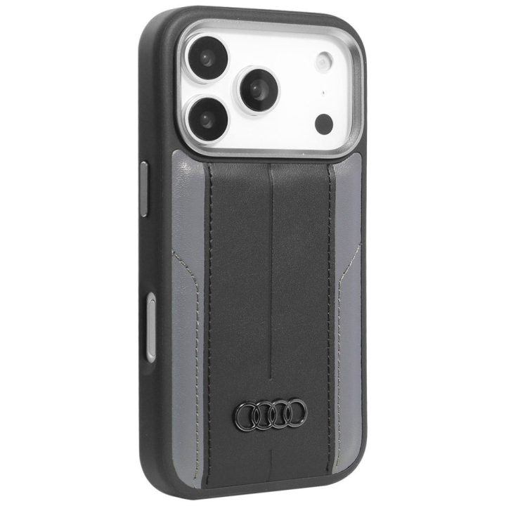 Telefono dėklas iPhone 17 Pro juodas eko oda (PU) MagSafe Audi A6