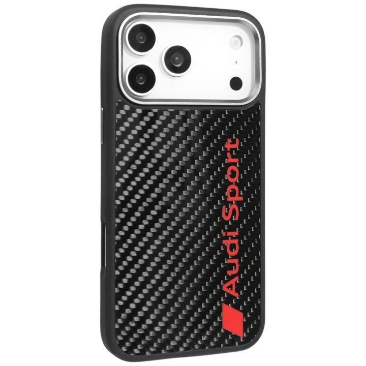 Telefono dėklas iPhone 17 Pro Max juodas anglies pluošto MagSafe Audi