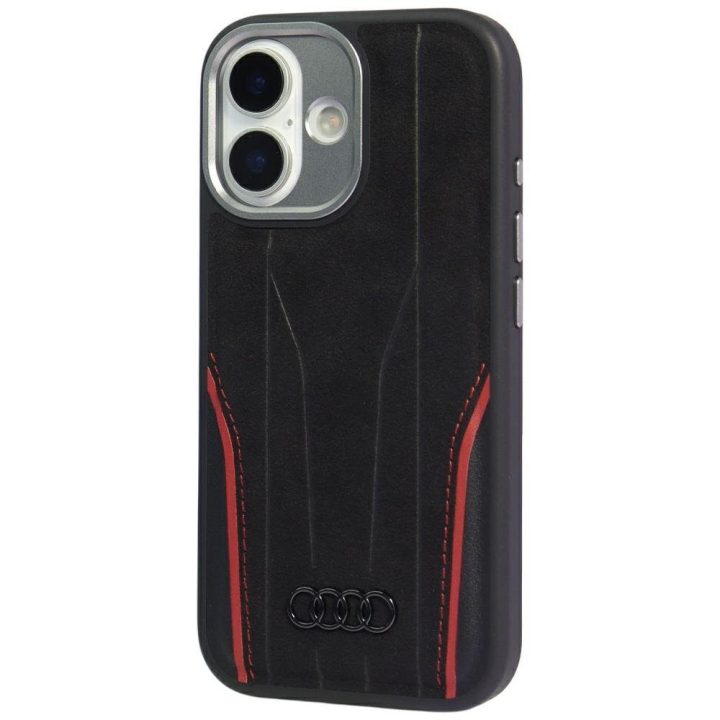 Telefono dėklas iPhone 17 juodas natūrali oda MagSafe Audi R8