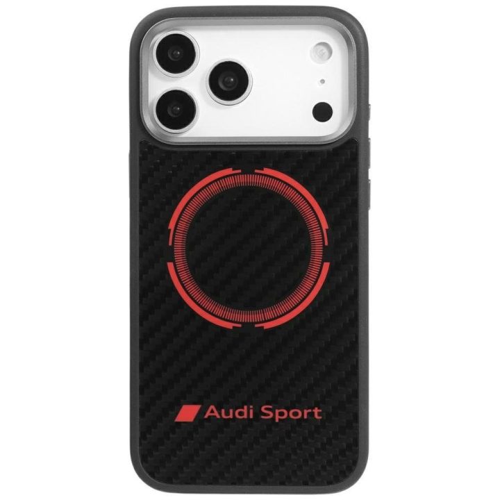 Telefono dėklas iPhone 17 Pro Max juodas anglies pluoštas MagSafe Audi Sport