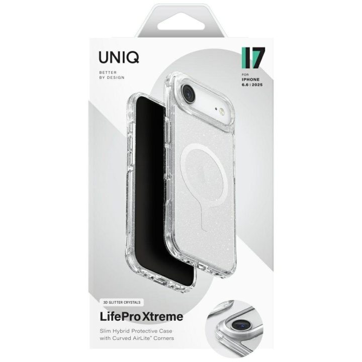 Telefono dėklas iPhone 17 Air skaidrus blizgus MagSafe Uniq