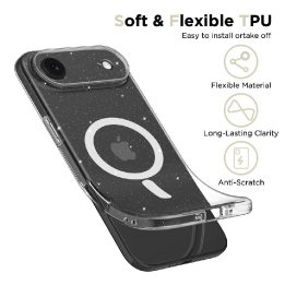 Telefono dėklas iPhone 17 Air skaidrus blizgus MagSafe