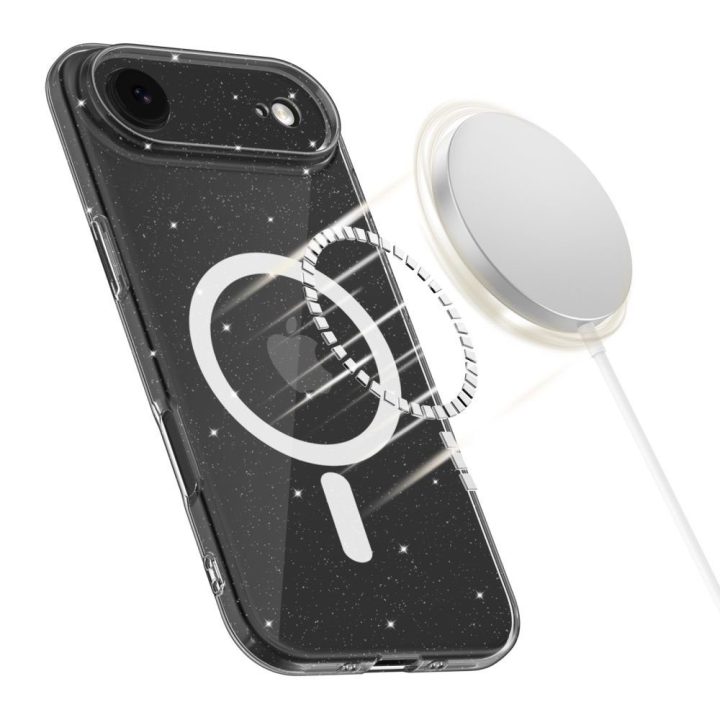 Telefono dėklas iPhone 17 Air skaidrus blizgus MagSafe