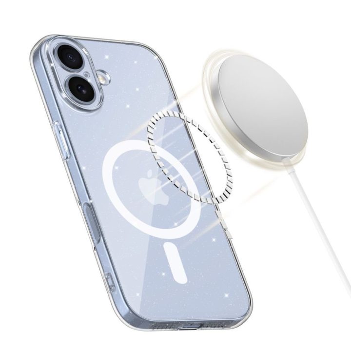 Telefono dėklas iPhone 17 skaidrus blizgus MagSafe