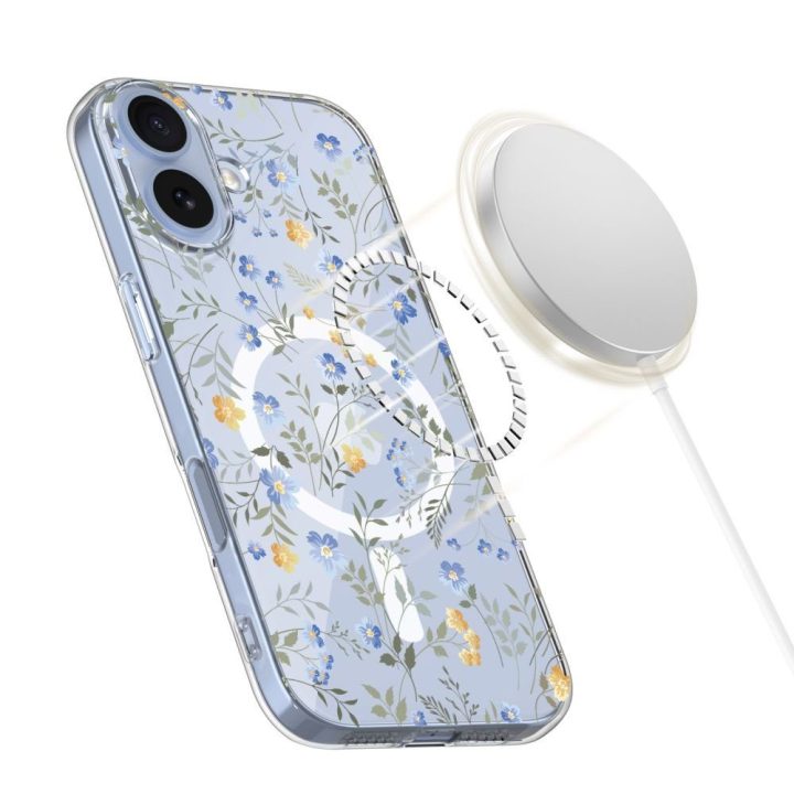 Telefono dėklas iPhone 17 margintas gėlėmis MagSafe