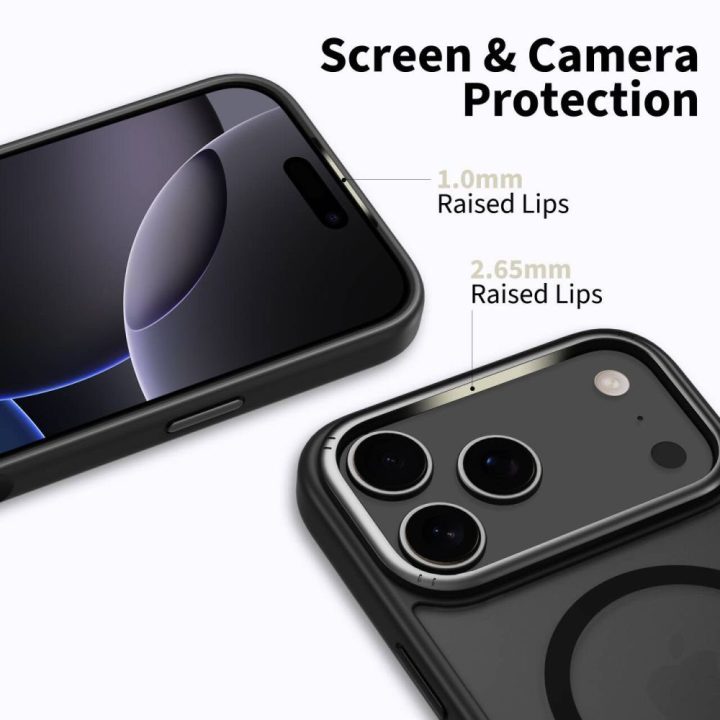 Telefono dėklas iPhone 17 Pro juodas matinis MagSafe