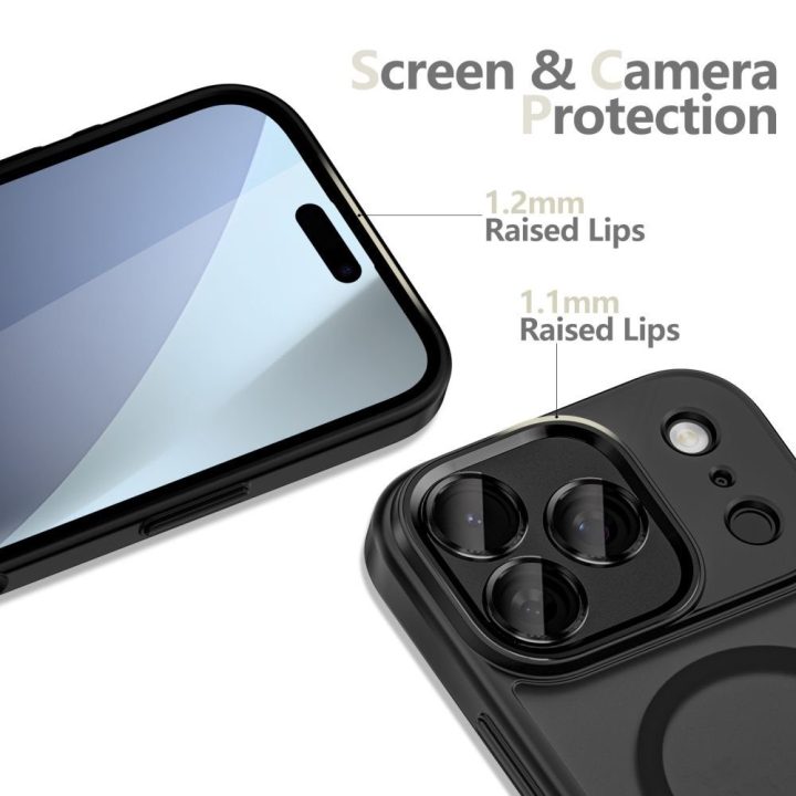 Telefono dėklas iPhone 17 Pro Max juodas matinis MagSafe