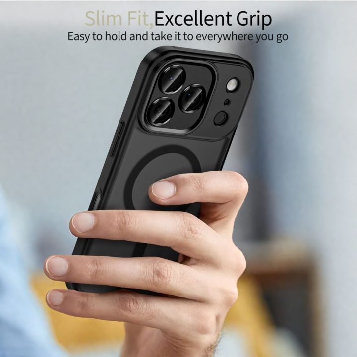 Telefono dėklas iPhone 17 Pro Max juodas matinis MagSafe