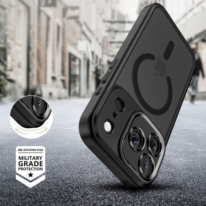 Telefono dėklas iPhone 17 Pro Max juodas matinis MagSafe