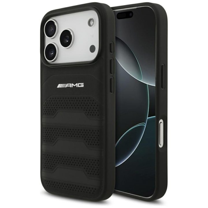 Telefono dėklas iPhone 17 Pro juodas oda AMG