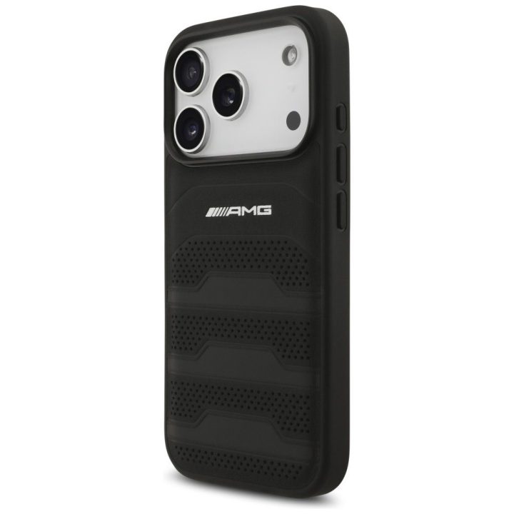 Telefono dėklas iPhone 17 Pro juodas oda AMG