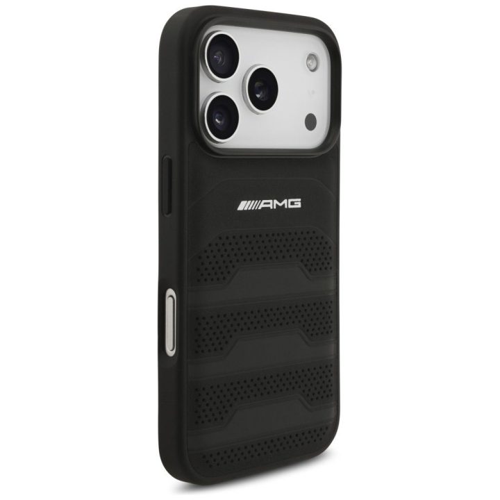 Telefono dėklas iPhone 17 Pro juodas oda AMG