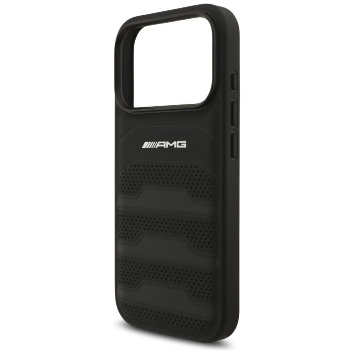 Telefono dėklas iPhone 17 Pro juodas oda AMG