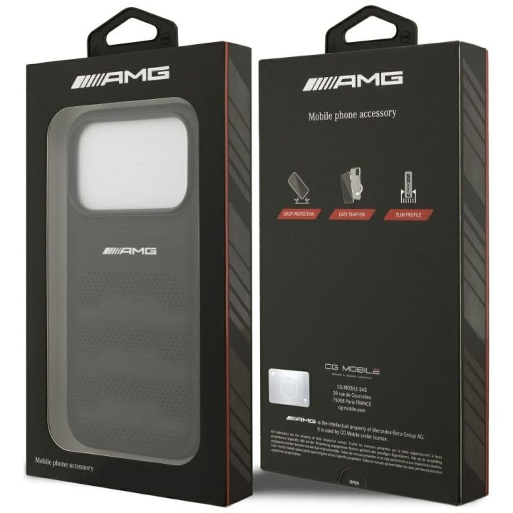 Telefono dėklas iPhone 17 Pro juodas oda AMG
