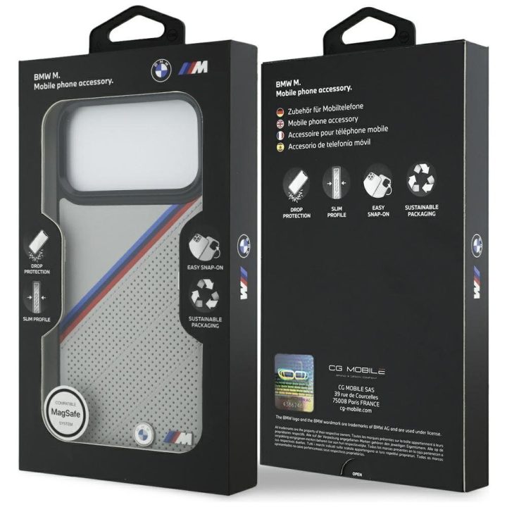 Telefono dėklas iPhone 17 Pro Max pilkas MagSafe BMW M