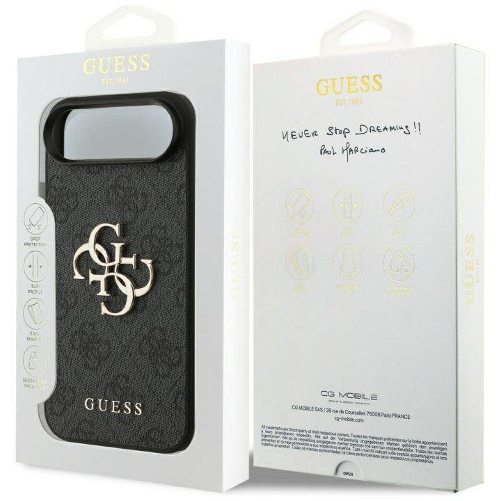 Telefono dėklas iPhone 17 Air juodas 4G logotipas Guess
