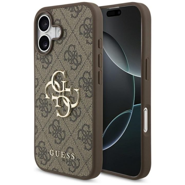 Telefono dėklas iPhone 17 rudas margintas Guess