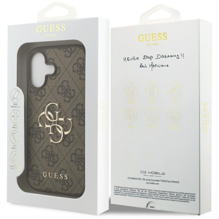 Telefono dėklas iPhone 17 rudas margintas Guess