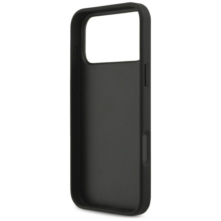 Telefono dėklas iPhone 17 Pro Max juodas tekstilinis Guess