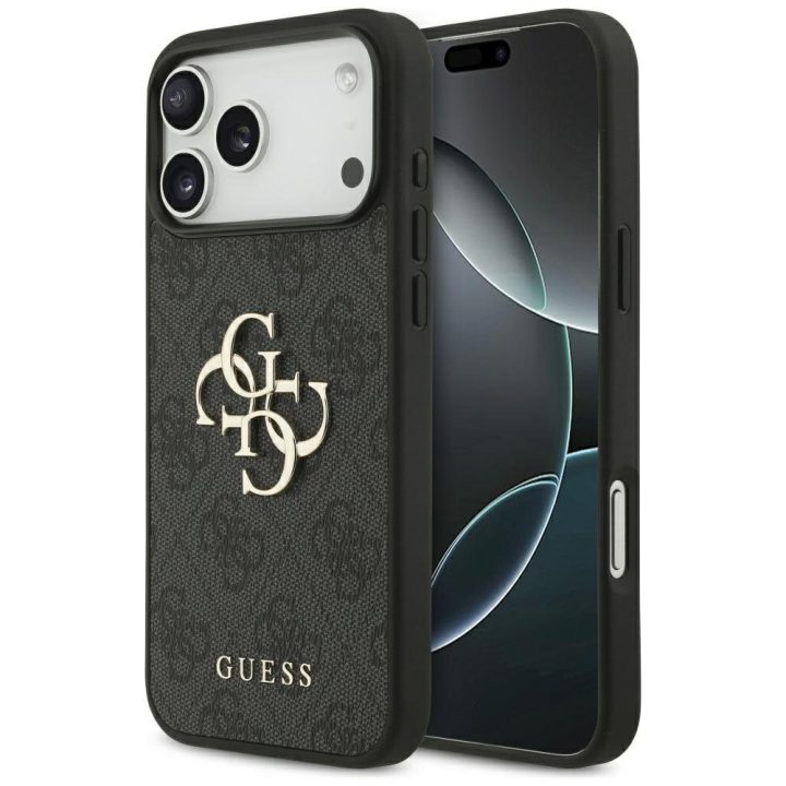 Telefono dėklas iPhone 17 Pro Max juodas tekstilinis Guess
