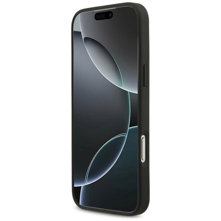 Telefono dėklas iPhone 17 Pro Max juodas tekstilinis Guess