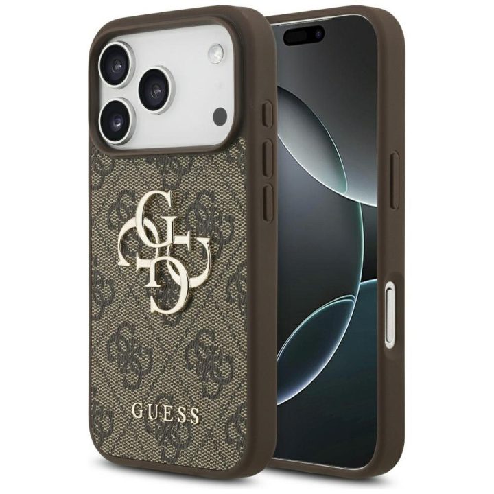 Telefono dėklas iPhone 17 Pro rudas margintas Guess