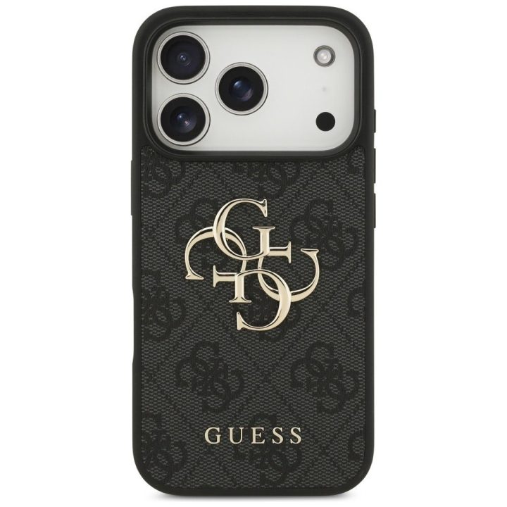 Telefono dėklas iPhone 17 Pro juodas 4G logotipas Guess