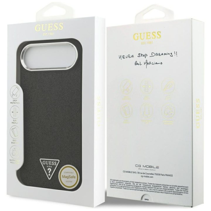 Telefono dėklas iPhone 17 Air juodas blizgus MagSafe Guess