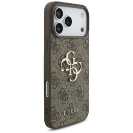 Telefono dėklas iPhone 17 Pro Max rudas margintas Guess