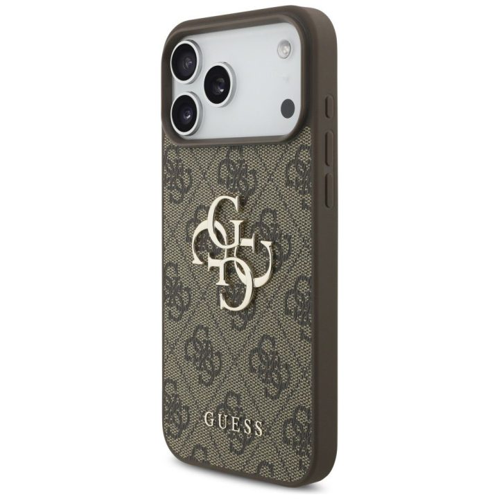 Telefono dėklas iPhone 17 Pro Max rudas margintas Guess