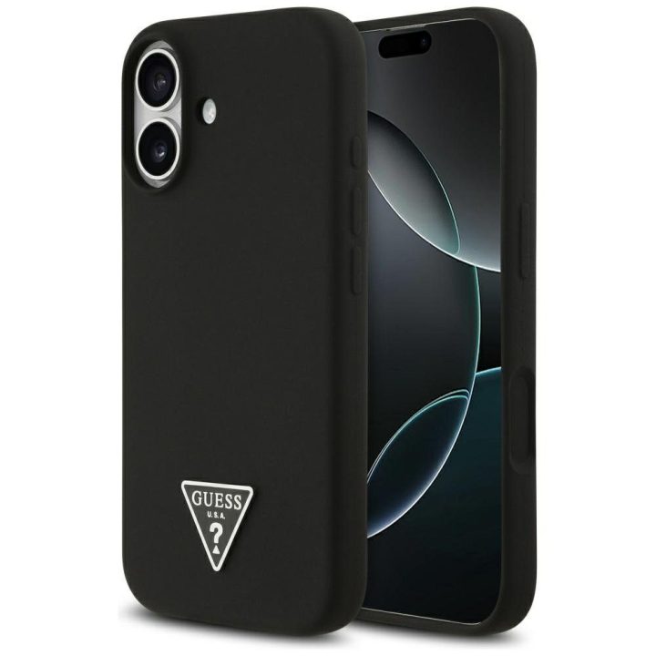 Telefono dėklas iPhone 17 juodas silikoninis MagSafe Guess